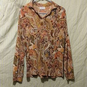 SUPER SOFT VINTAGE PAISLEY HIPPIE BONWORTH KNIT TOP BLOUSE XL XXL